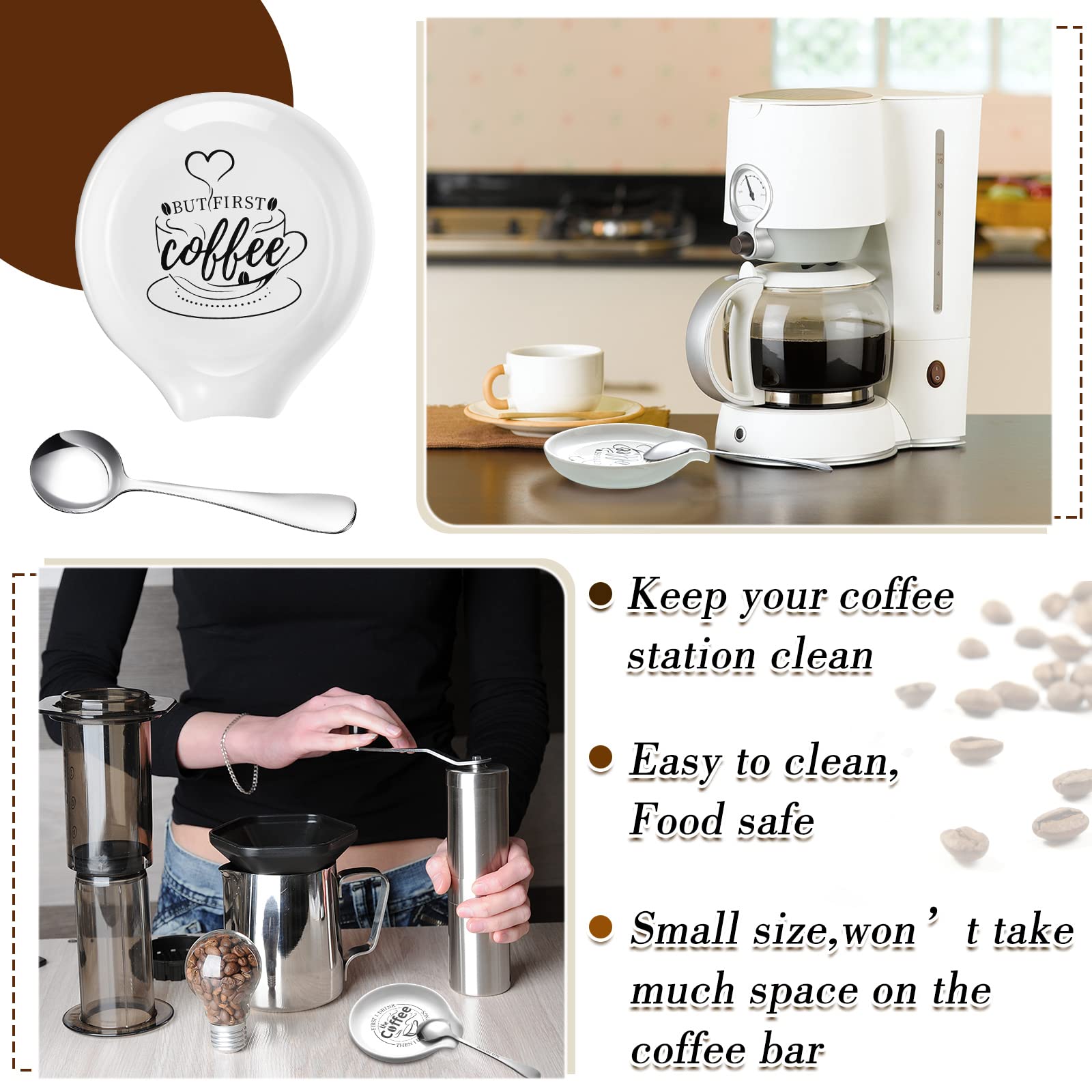 Gandeer 4 Pieces Coffee Spoon Rest and Teaspoon set packaging image