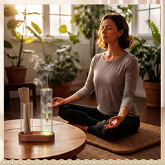 Two glass tubes act as ash catcher for incense sticks