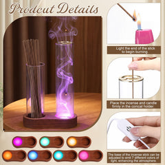 USB powered glowing incense holder with multi color LED lights