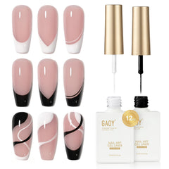 GAOY gel nail polish art liner set white and black 12ml bottles