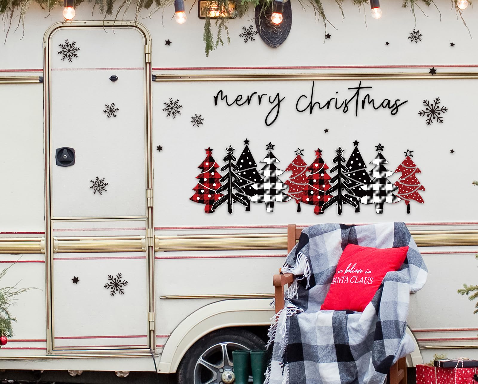 Plaid forest snowflake Christmas magnets arrangement for party decor image 5