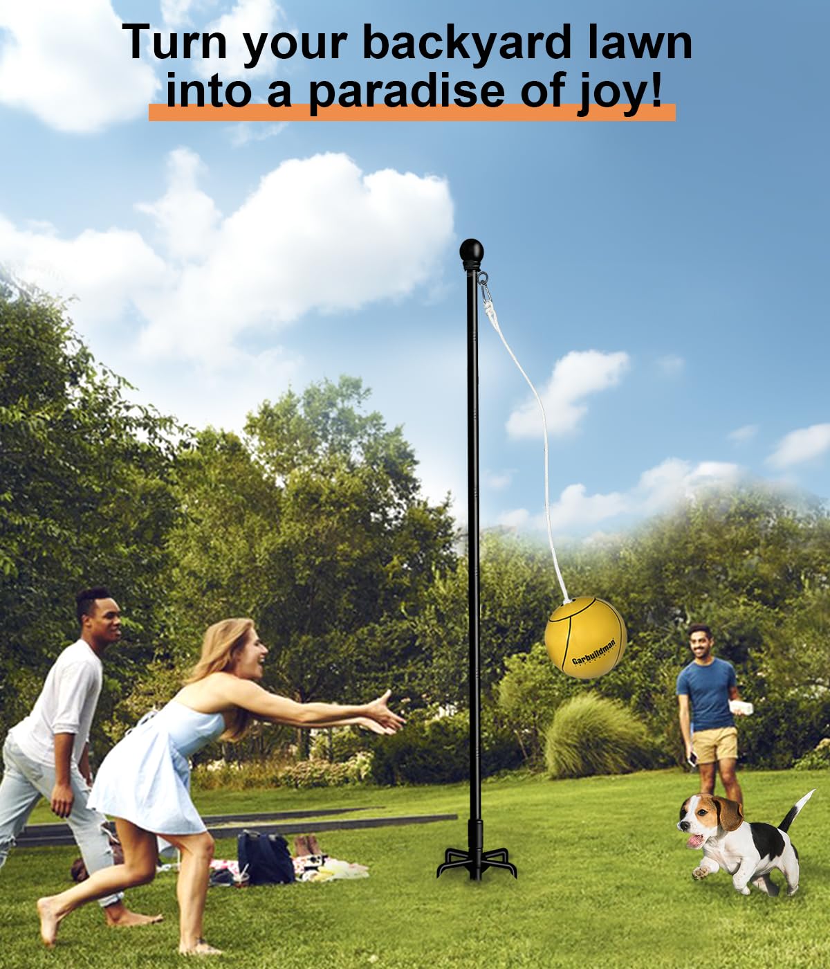 Garbuildman tetherball black set for outdoor games