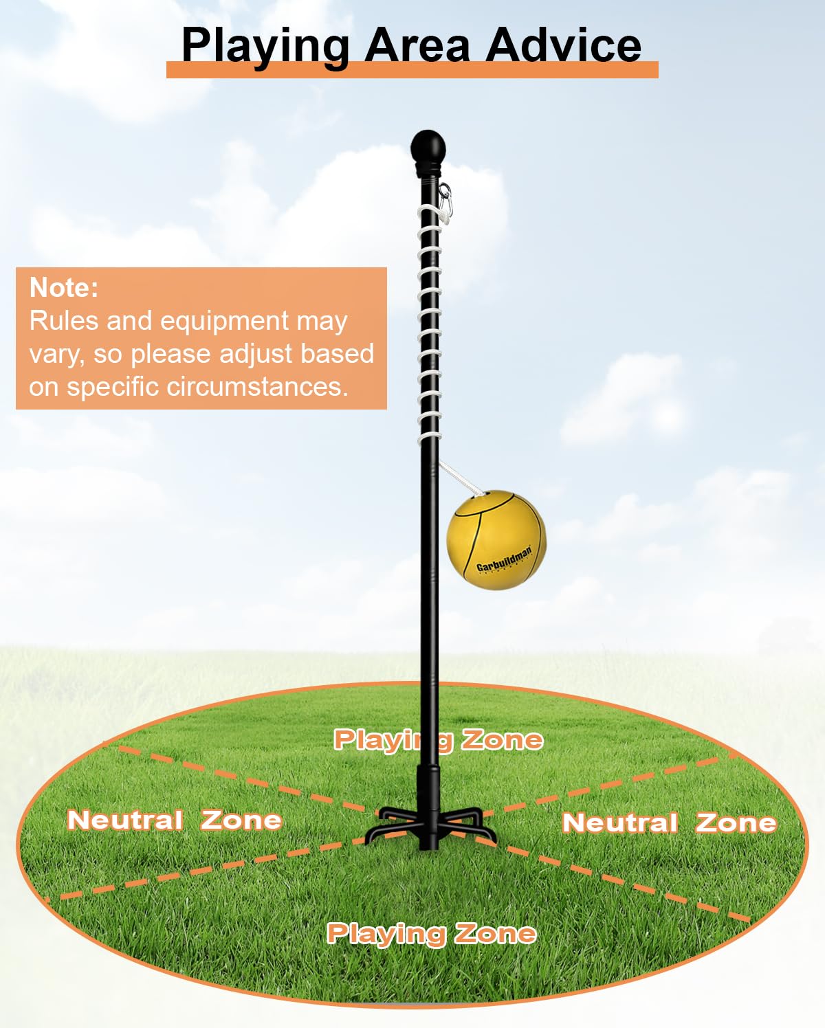 Backyard setup Garbuildman tetherball set ready for play