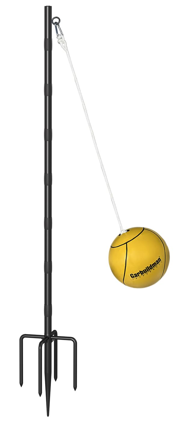 Garbuildman tetherball set with 5-prong base for outdoor use