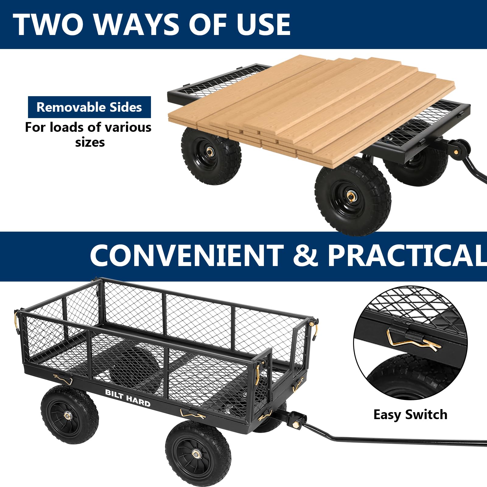 4 cubic foot capacity steel garden cart
