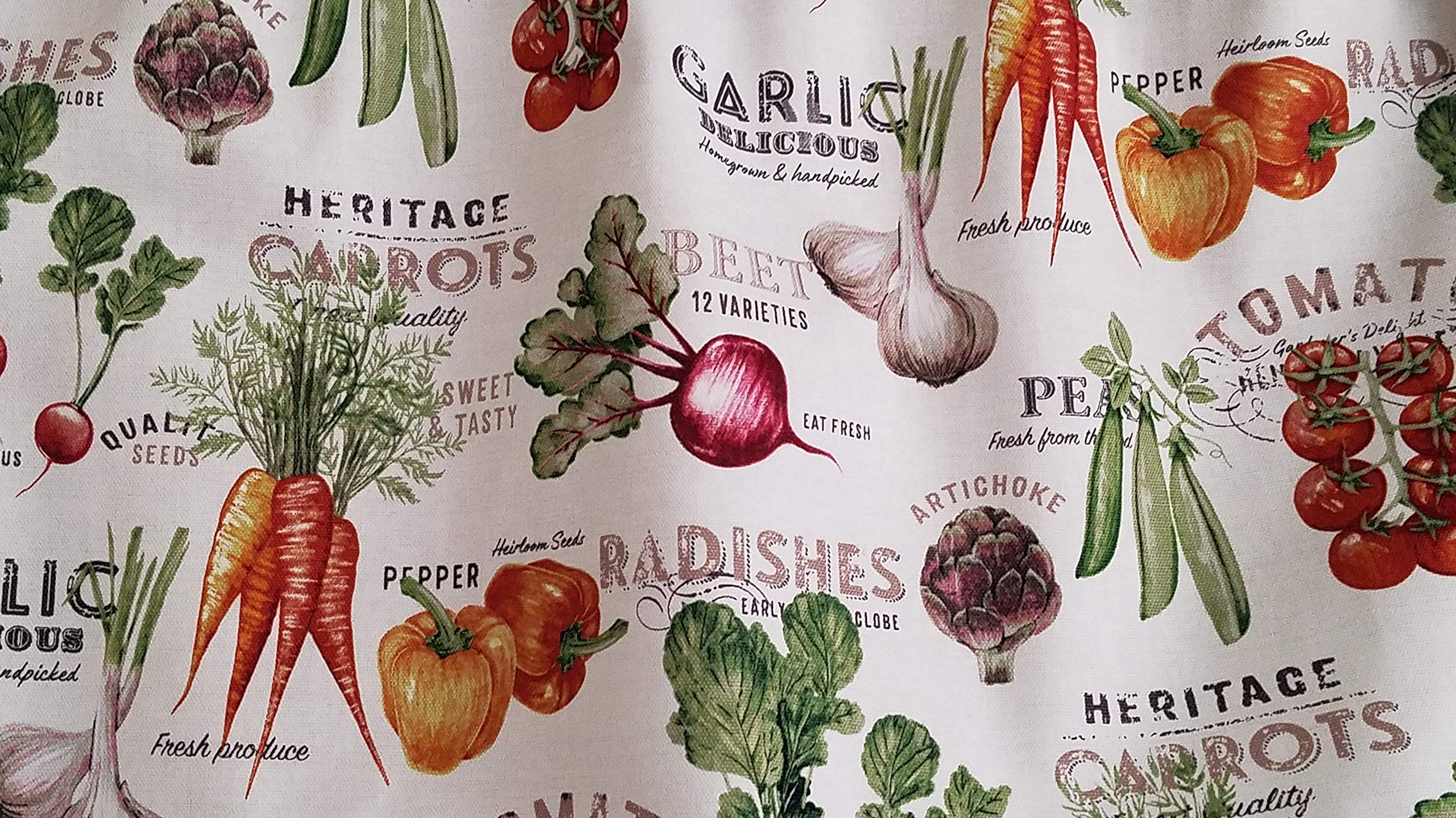 Garden Curtain design featuring tomatoes carrots and peppers