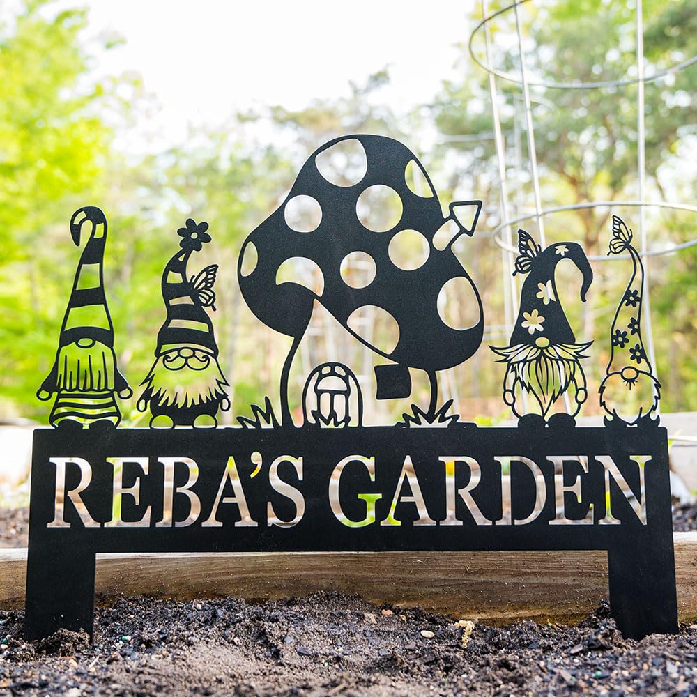 Garden Gnome Yard Stake monogram metal sign