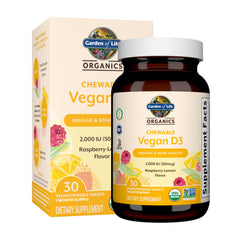 garden of life organics vegan d3 chewables bottle label