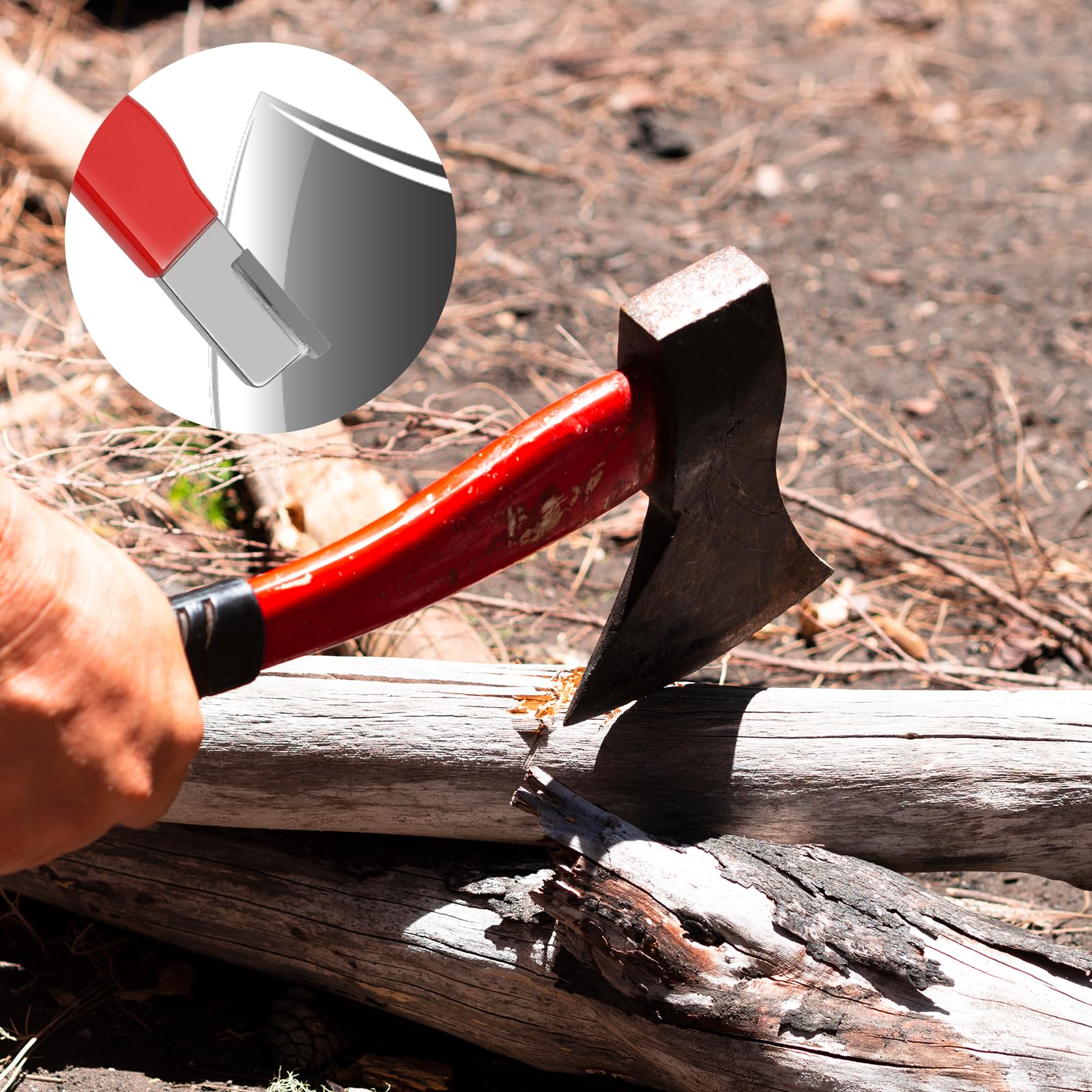 Compact sharpener fits pruning shears and hedge scissors