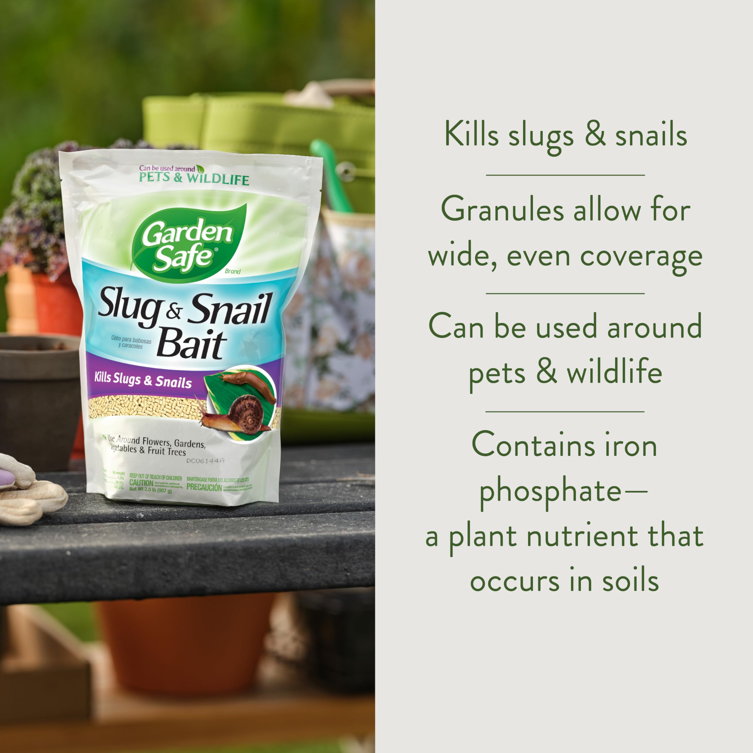 Garden Safe Slug & Snail Bait Granules 2 Lb bag on shelf