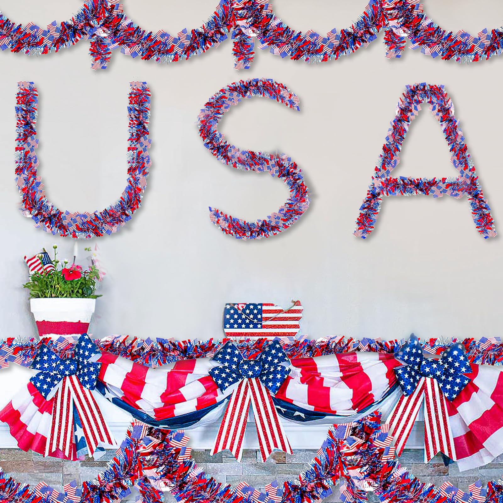 foil fringe banner garland for patriotic celebrations