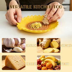 Garlic grater plate integrated into ceramic spoon rest