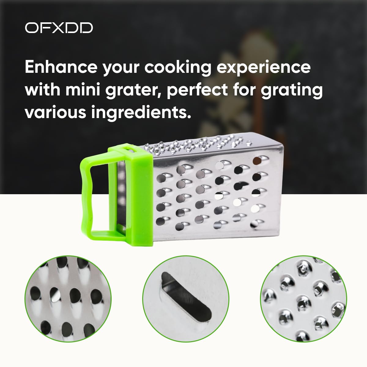 Small kitchen grater designed for hard and soft cheeses