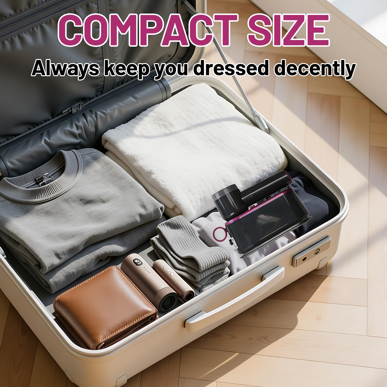 lint removal and wrinkle smoothing on clothes