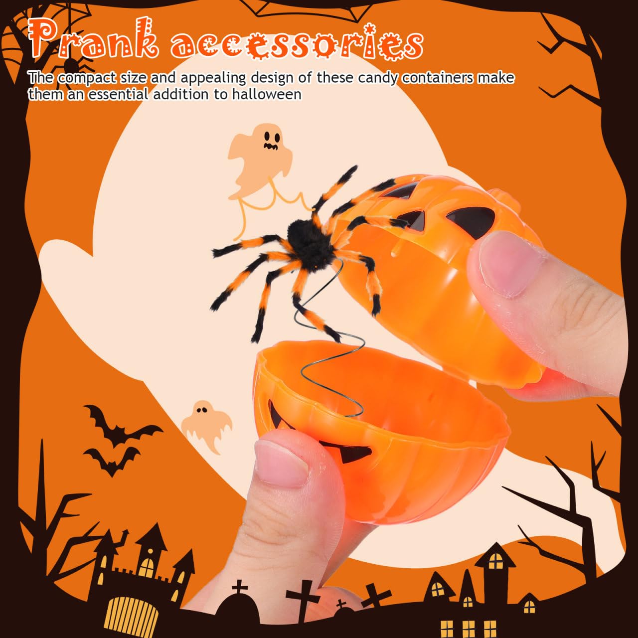 Garneck 24 Pcs Halloween Pumpkin Eggs Fillable Candy Boxes scavenger hunt containers 6
