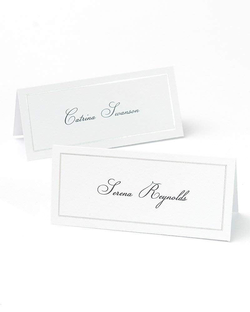 Gartner Studios Platinum Foil Border Printable Place Cards 48 count white cards with platinum borders