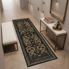 Washable kitchen runner rug Garvee snake gothic black gray