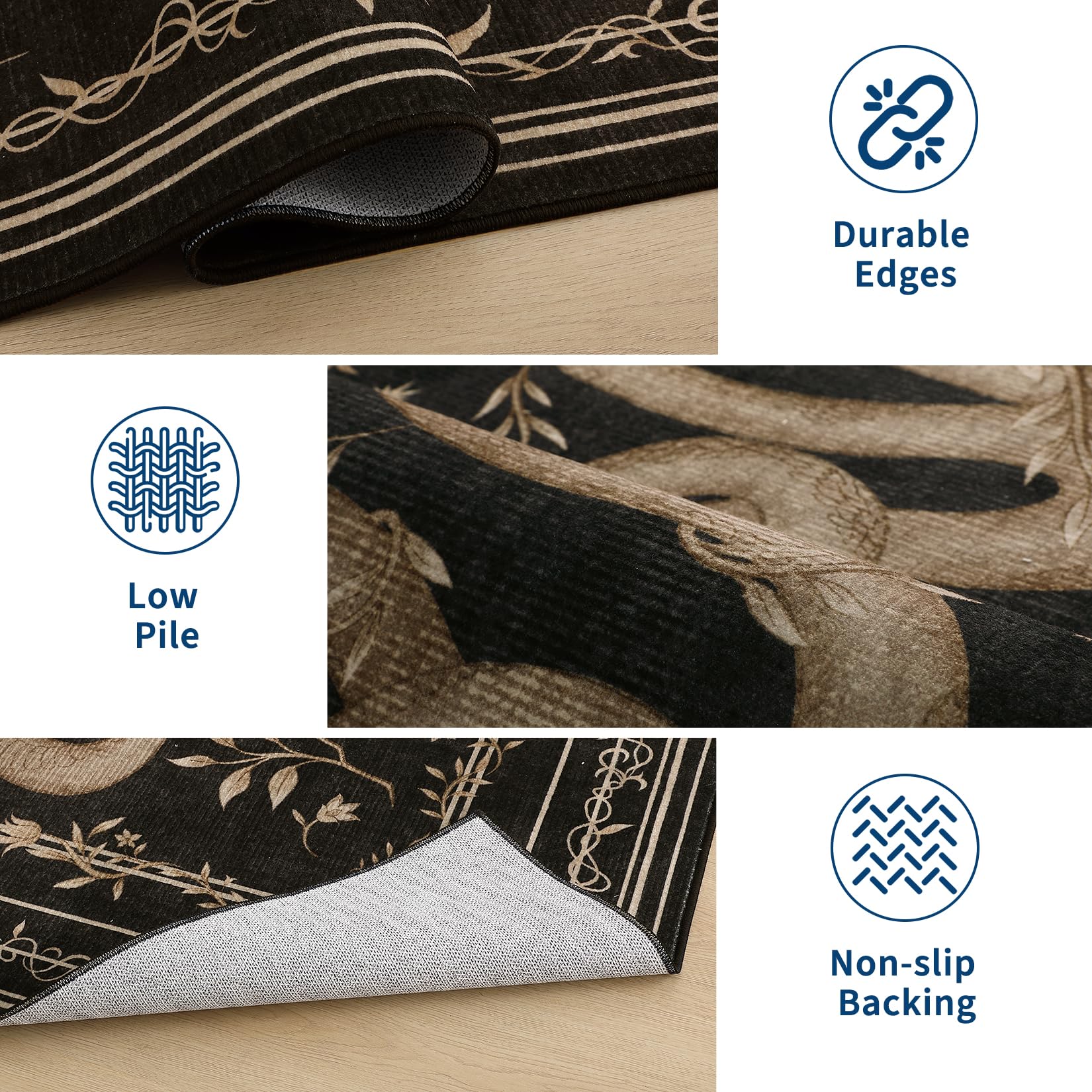 Durable machine-washable Garvee snake gothic rug for indoor use