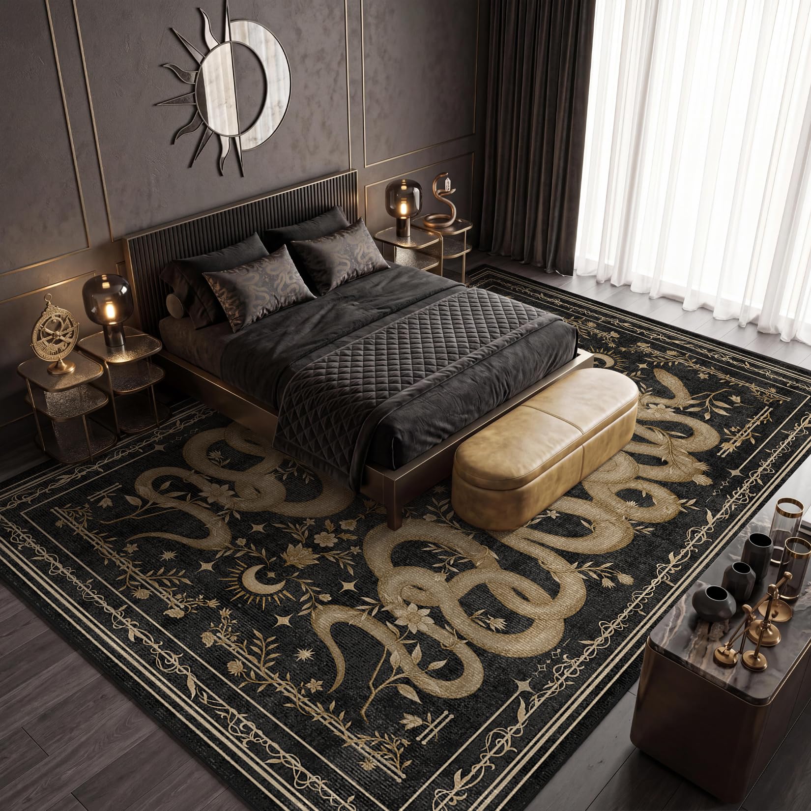 8x10 area rug showing low pile and TPE backing for grip
