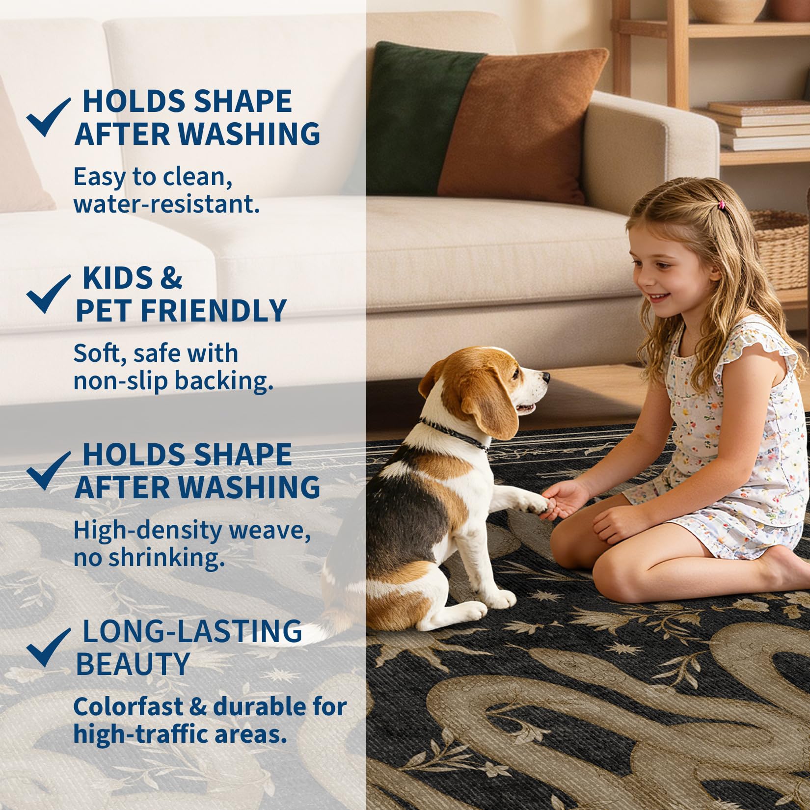 Dining room rug featuring gothic motif and snakes design
