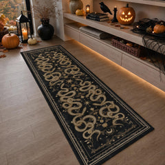 Garvee Snake Gothic runner rug 2x6 black gray with non-slip TPE backing