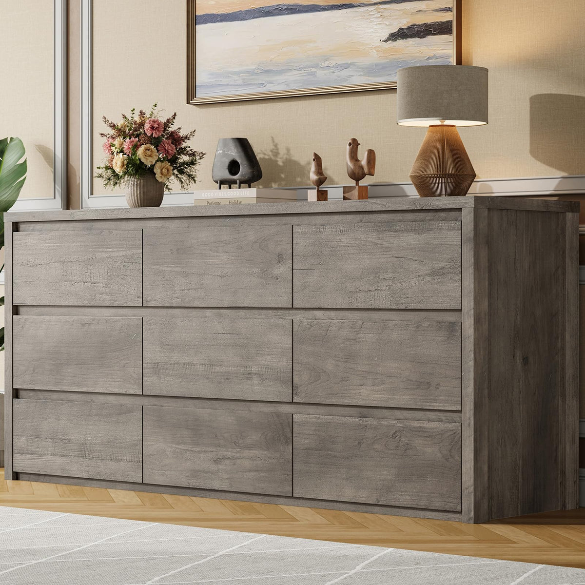 GarveeHome 9 Drawer Dresser front view with nine drawers