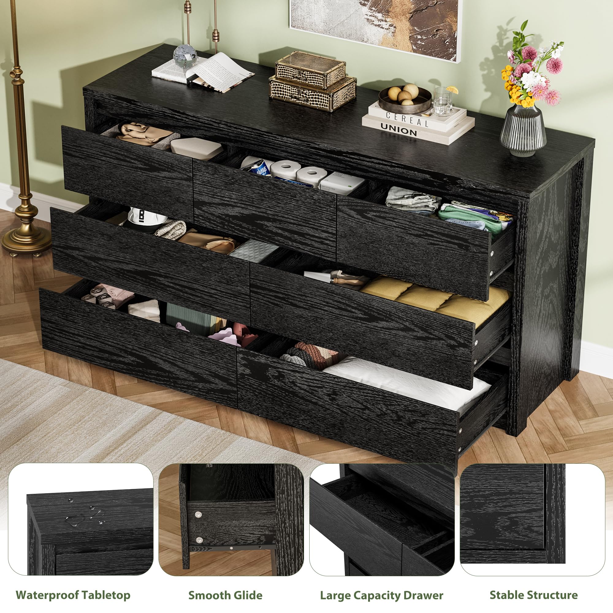 Large storage drawers GarveeHome 7 Drawer Dresser in use