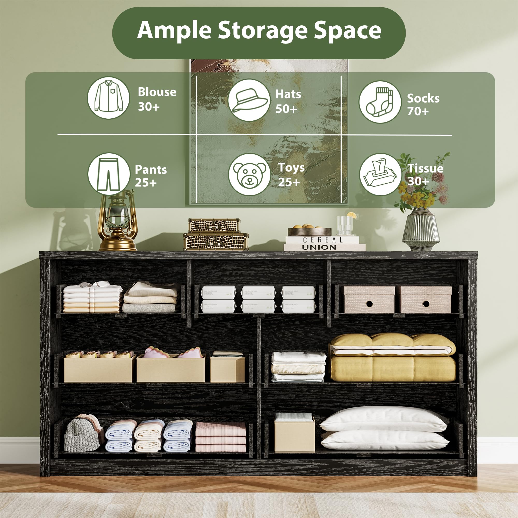 Wooden dresser GarveeHome with handle-free front for style