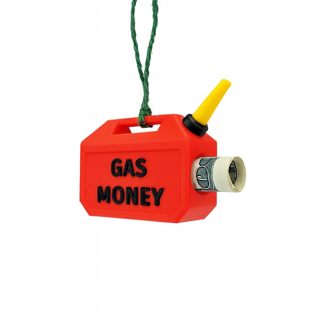 Gas Can Money Holder Ornament 3D printed plastic with ribbon for Christmas tree