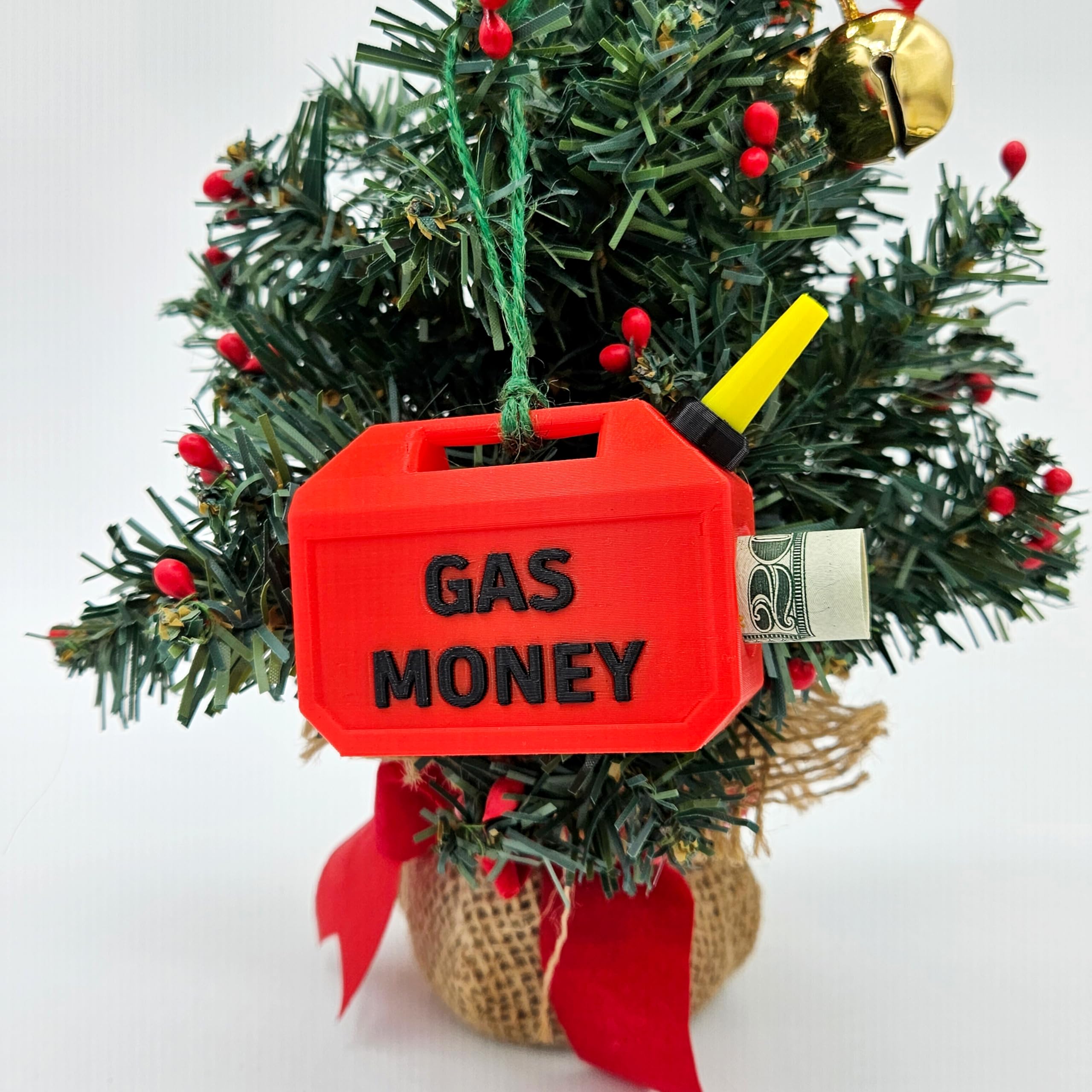 Gift boxed Gas Can Money Holder Ornament ready for gifting