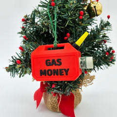 Gift boxed Gas Can Money Holder Ornament ready for gifting