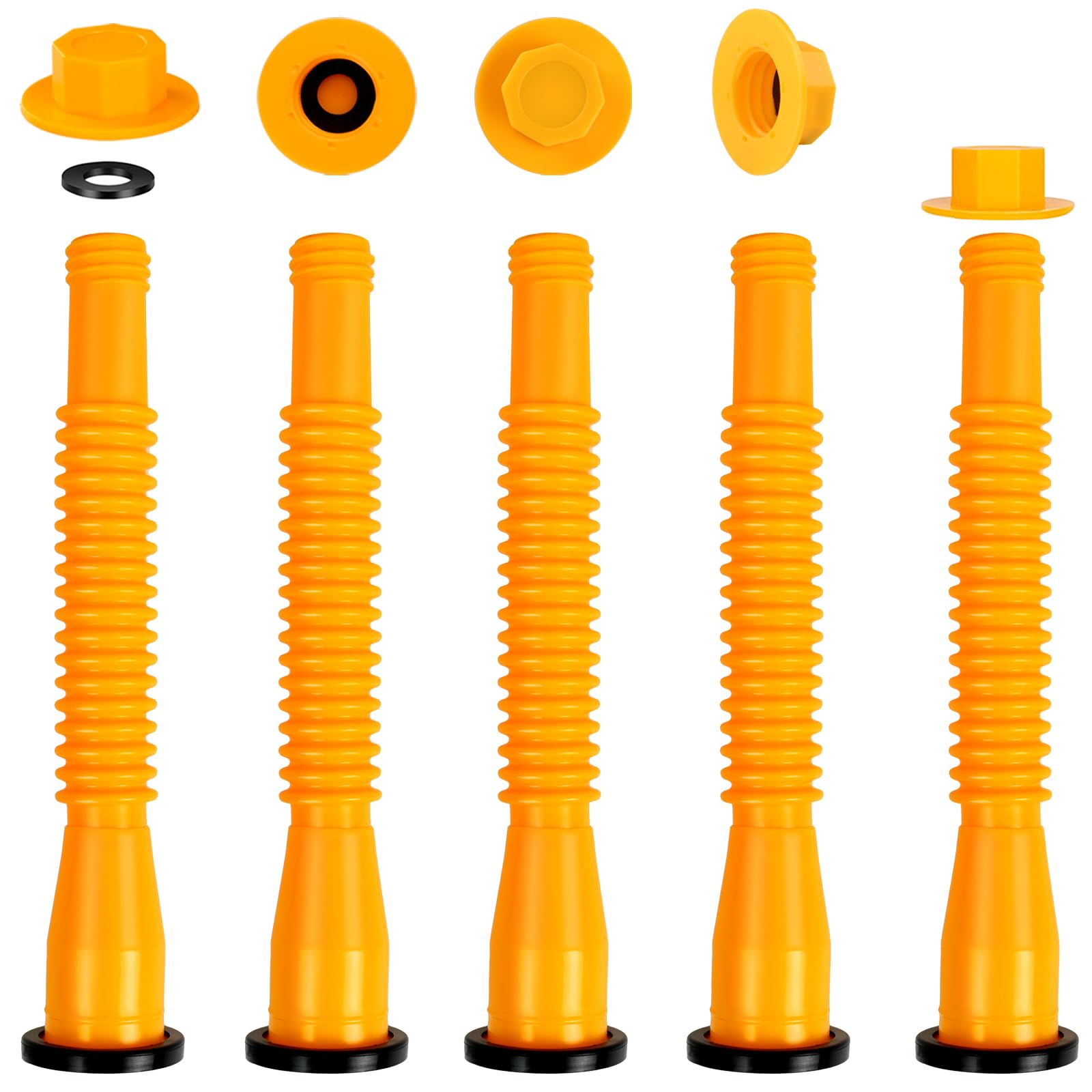 Durable plastic gas can spout with threaded fitting
