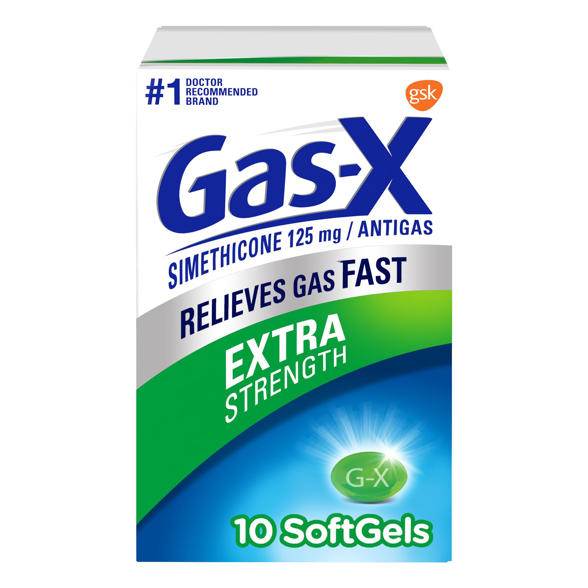 Gas-X Extra Strength Softgels 10 count package front