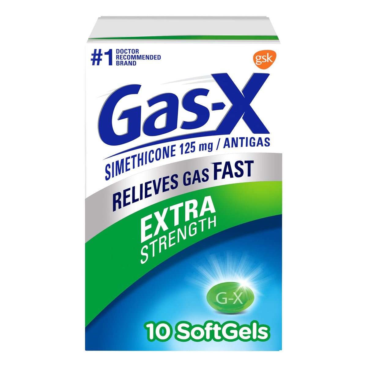 Gas-X Extra Strength Softgels 10 count package front