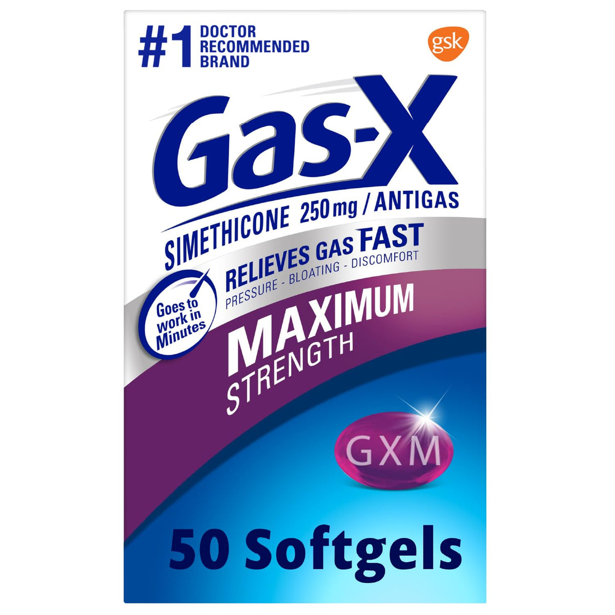 Gas-X Maximum Strength Gas Relief Softgels 50 count package