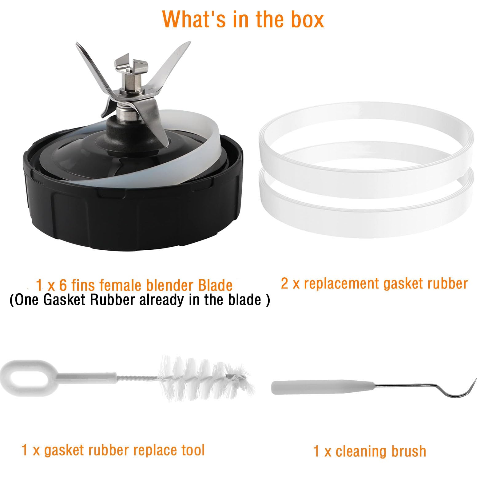 Gasket rubber and cleaning brush included with blade kit