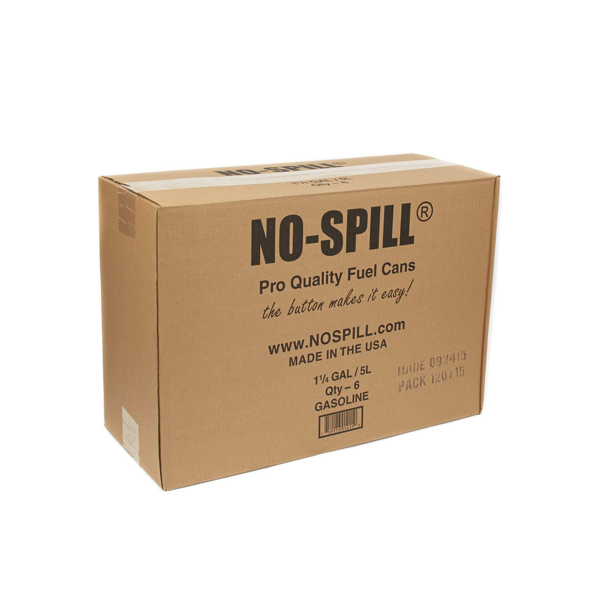 Thumb button pourer on No Spill gas can