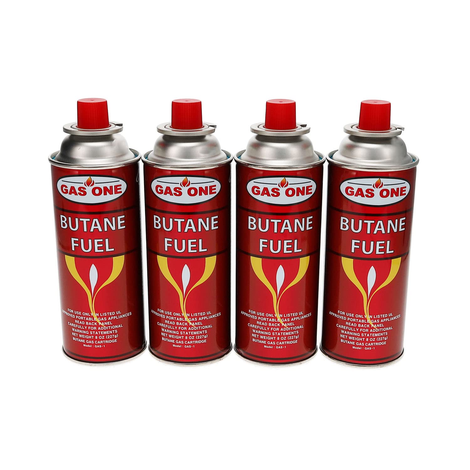 Gasone 8 oz butane fuel canister four pack for camping stoves