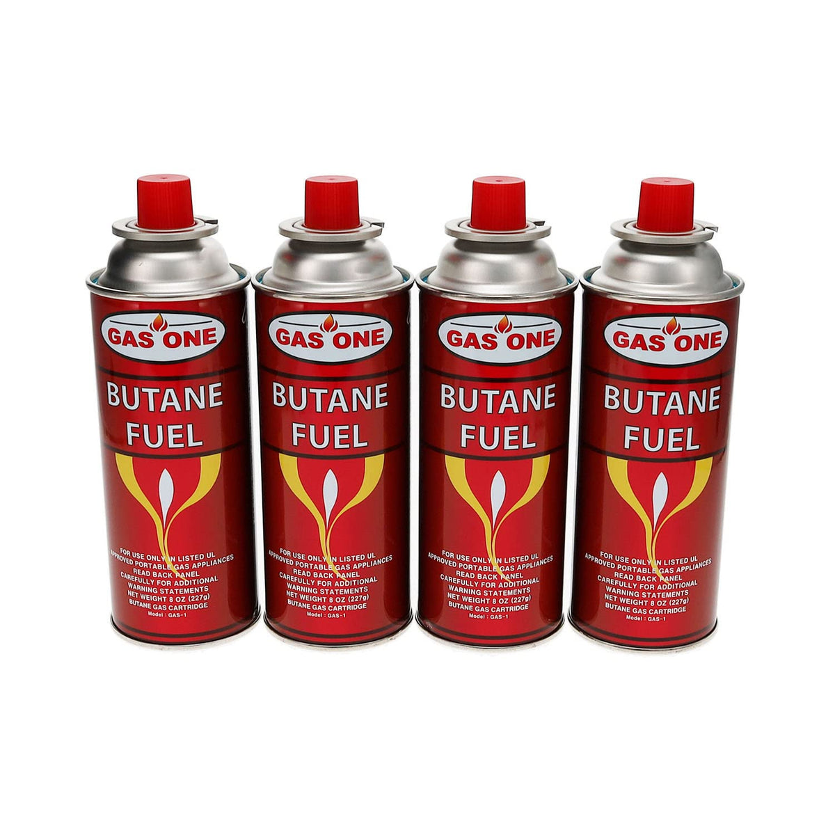Gasone 8 oz butane fuel canister four pack for camping stoves