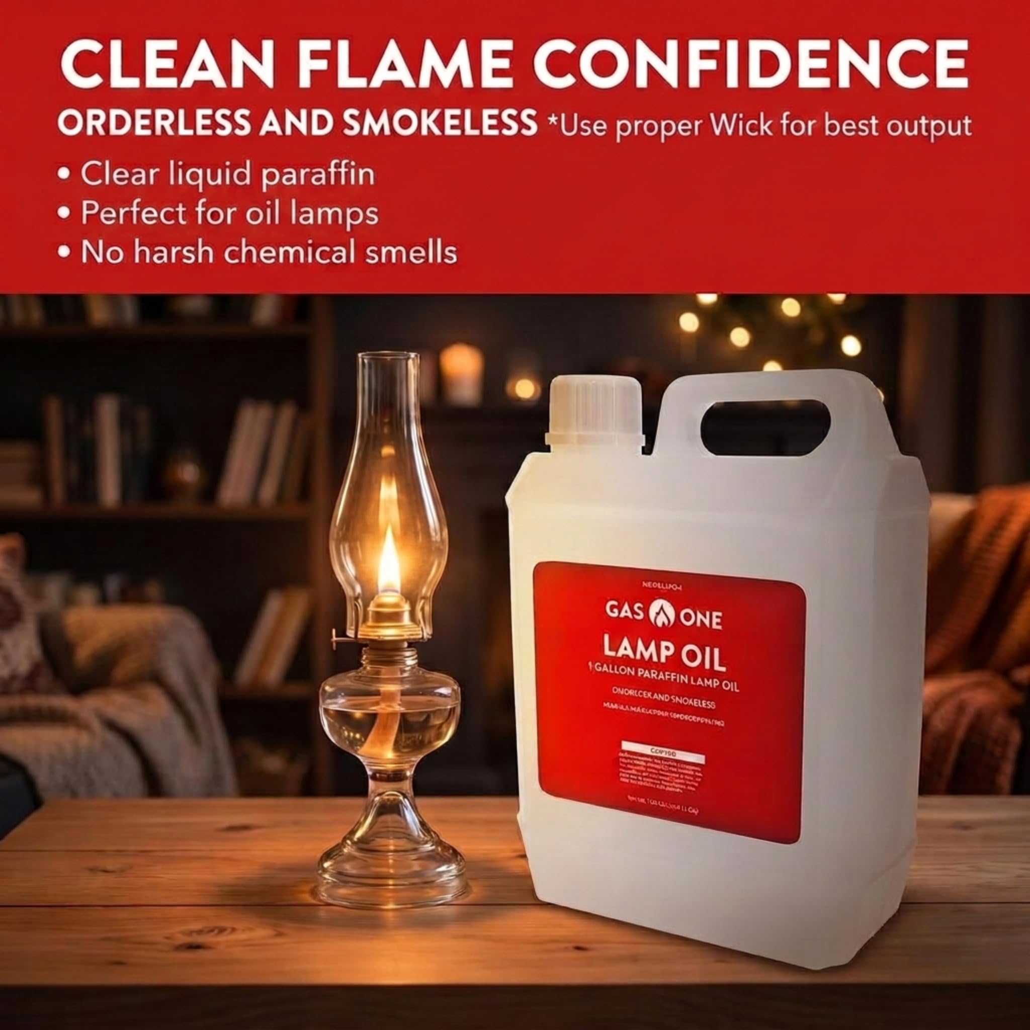 GasOne lamp oil secure cap packaging 1 gallon