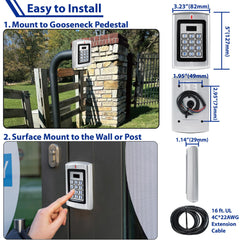 Gate opener access controller with included 16.6 ft cable
