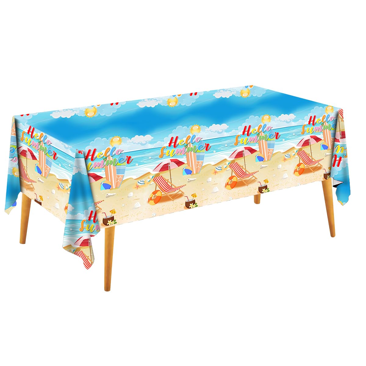 Gatherfun Summer Beach Tablecloth 3-pack 54x108 inch on dining table