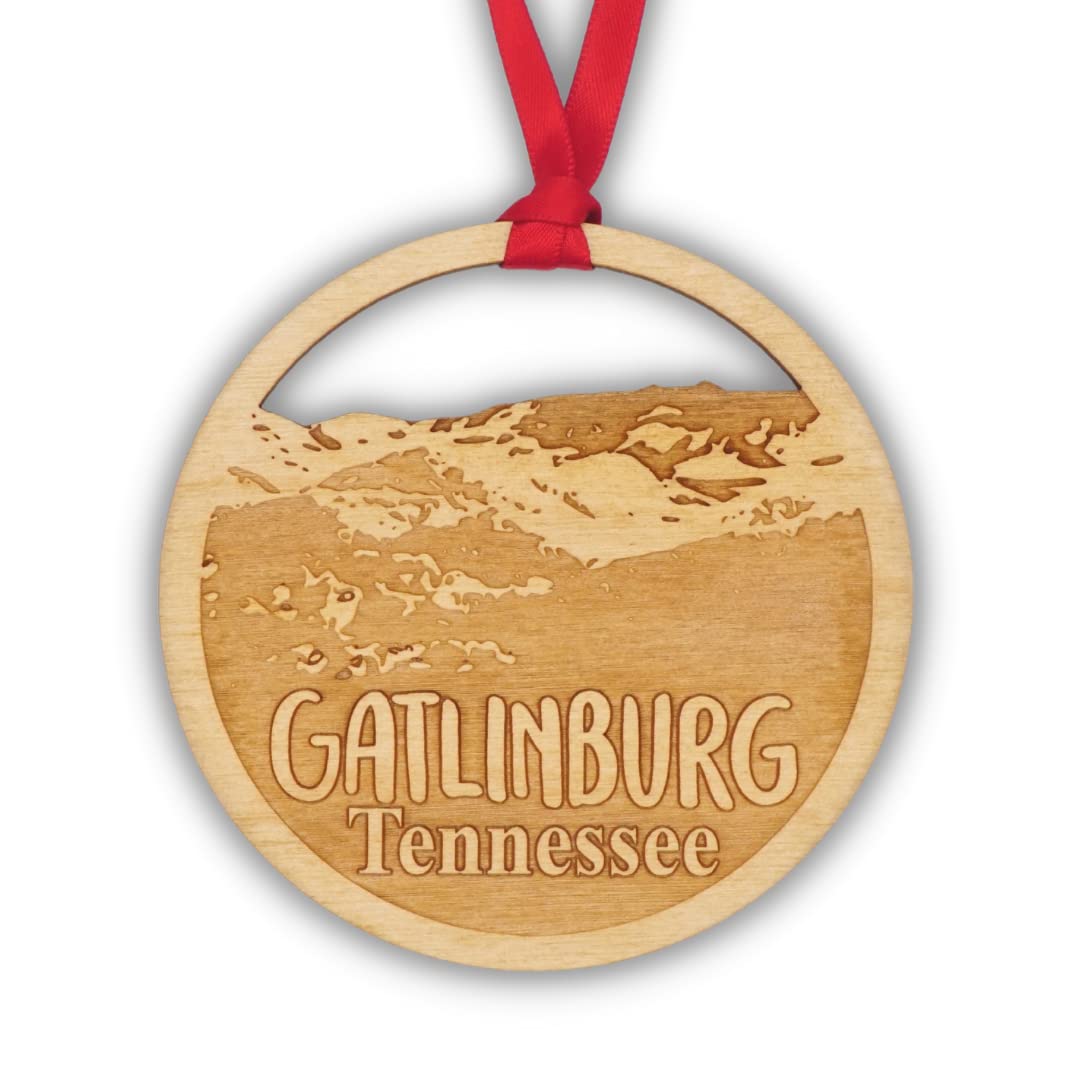Gatlinburg Christmas Ornament Baltic Birch wooden skyline