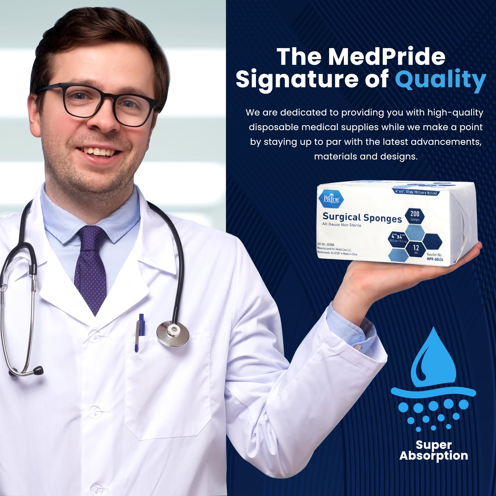MED PRIDE gauze sponges 200 count for home first aid