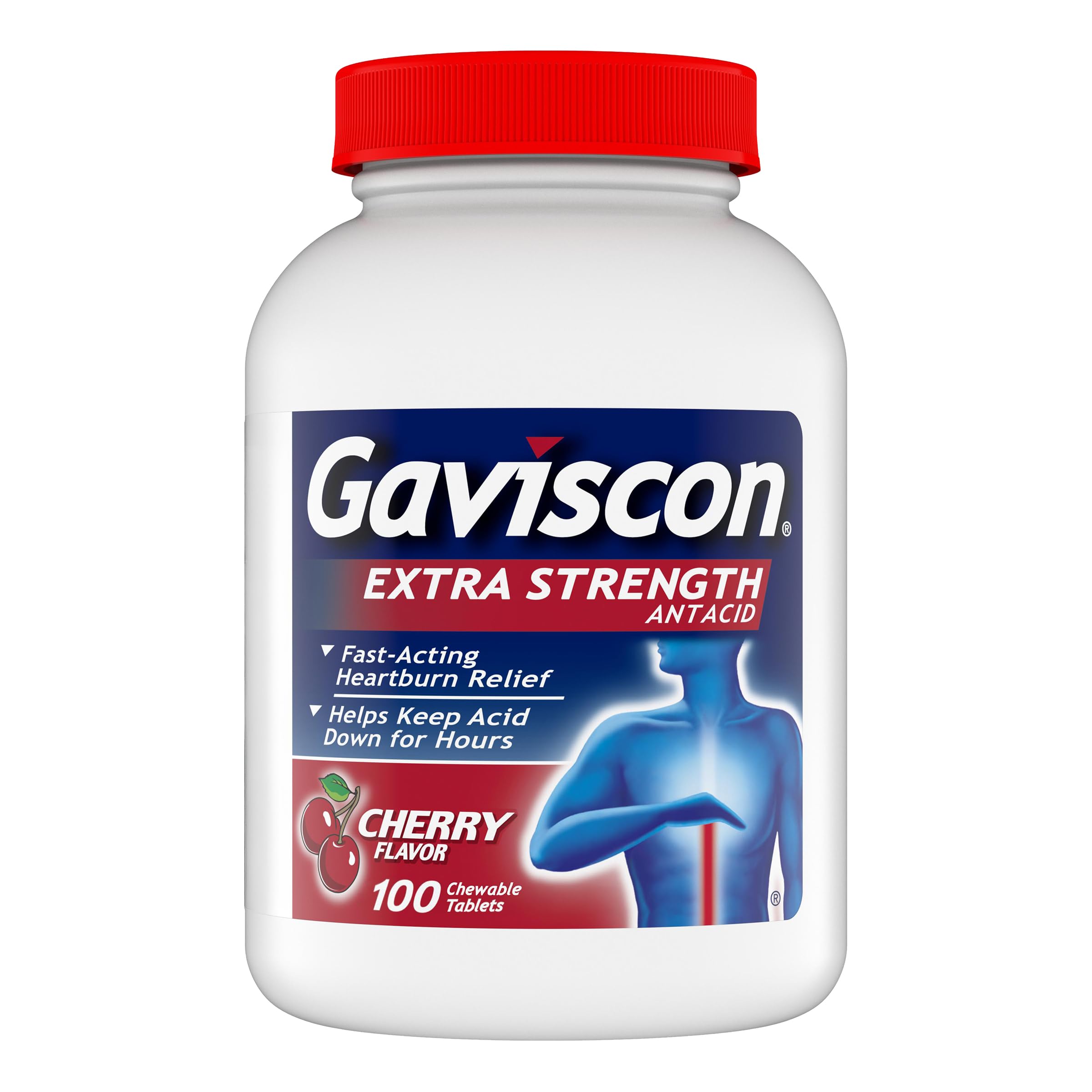 Gaviscon extra strength cherry chewable tablet bottle label