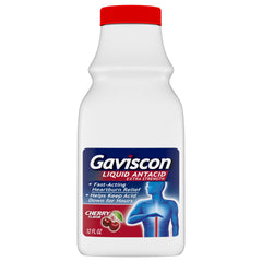 Gaviscon Extra Strength Cherry Liquid Antacid bottle label