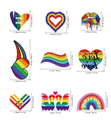 20 sheets of rainbow temporary tattoos with diverse shapes
