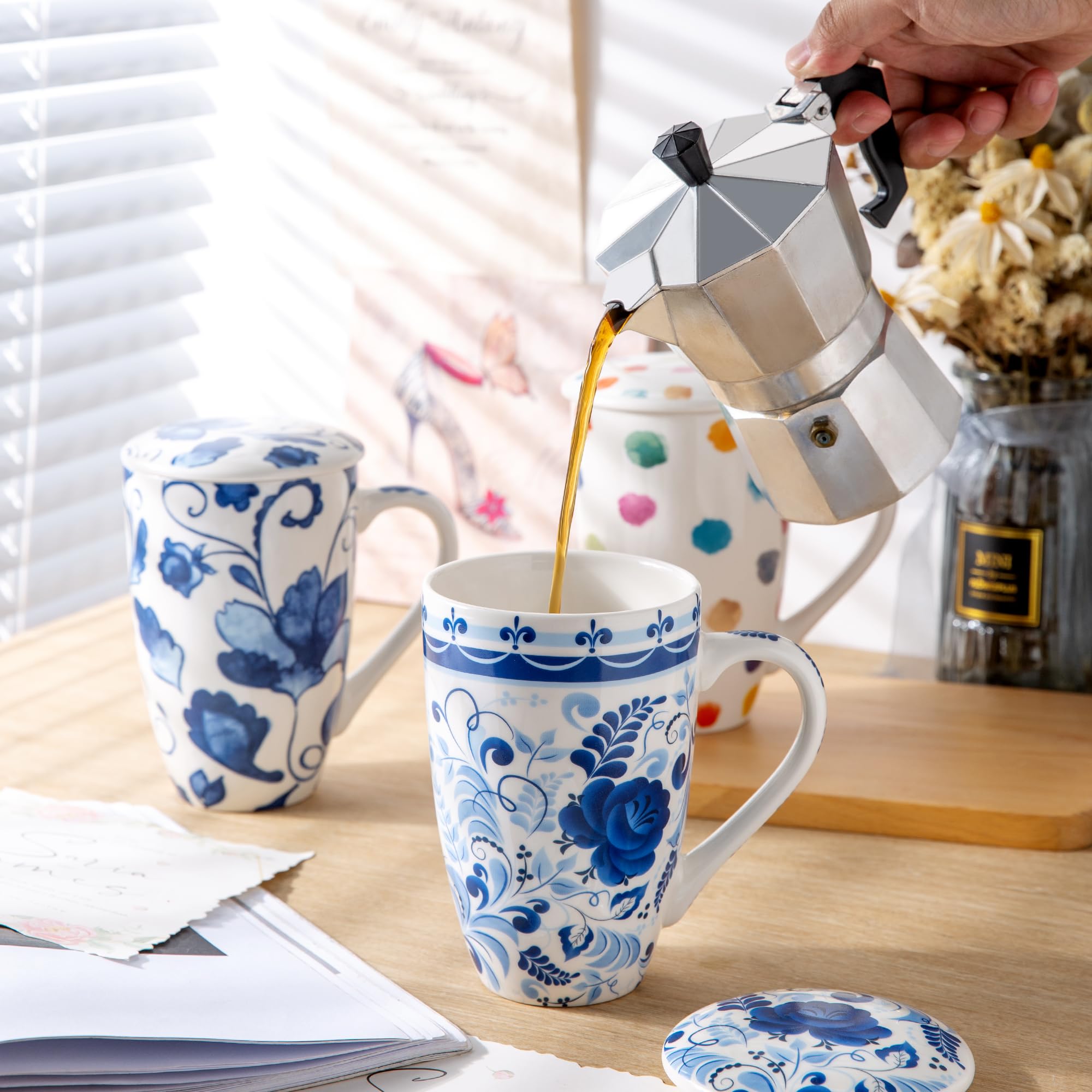 Elegant flower-inspired ceramic pattern on GBhome mug
