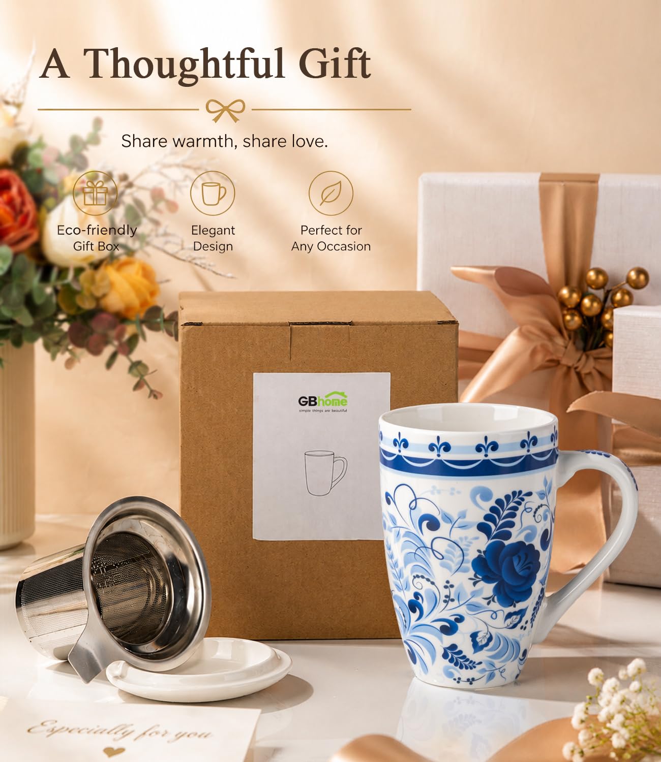 Sturdy stoneware GBhome tea mug for daily use