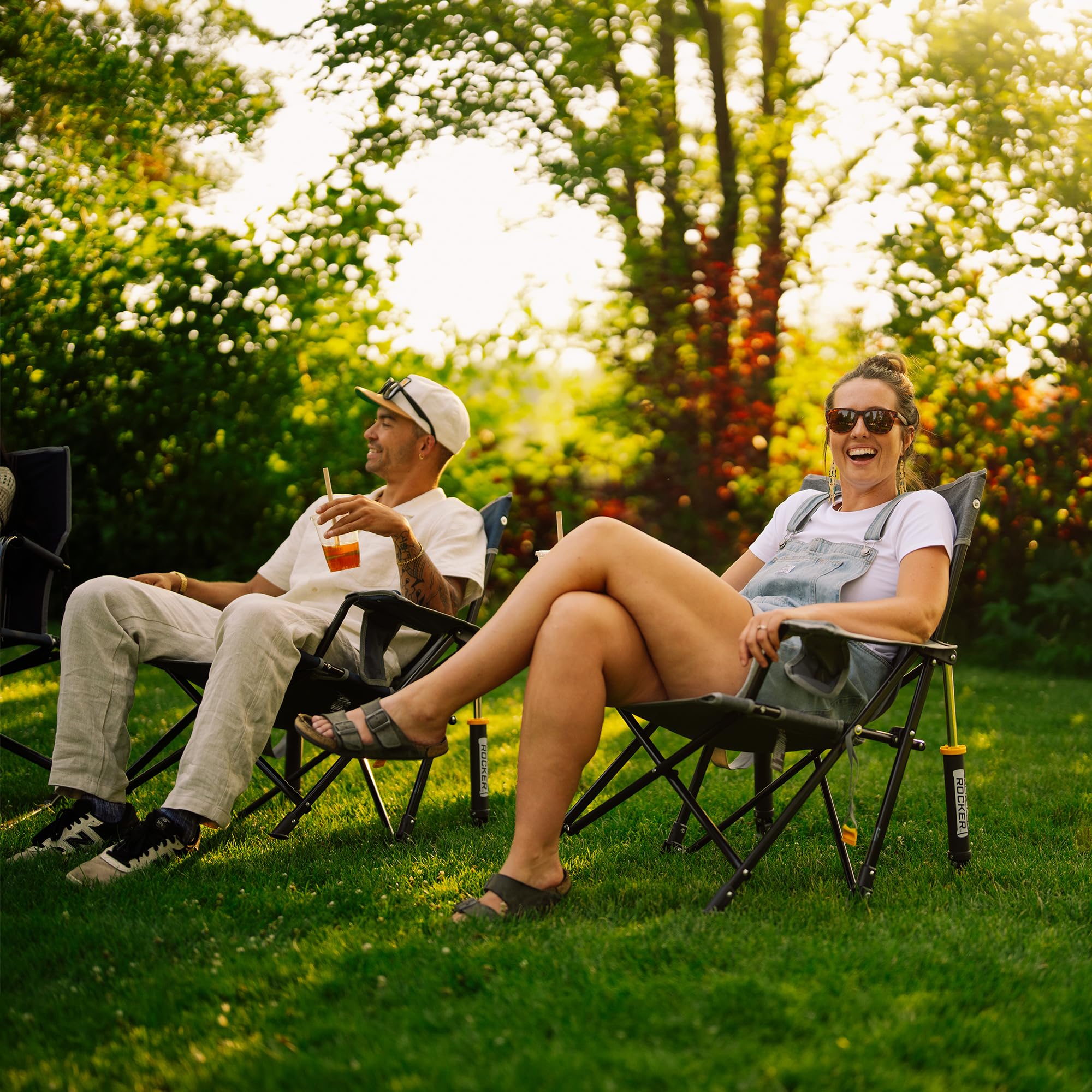 Low-profile outdoor rocker design